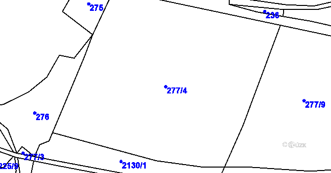 Parcela st. 277/4 v KÚ Záhoří u Chrobol, Katastrální mapa