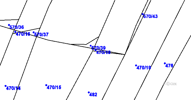 Parcela st. 470/18 v KÚ Záhoří u Chrobol, Katastrální mapa