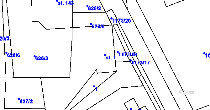 Parcela st. 1 v KÚ Chromeč, Katastrální mapa