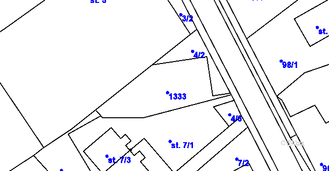 Parcela st. 7/2 v KÚ Chromeč, Katastrální mapa