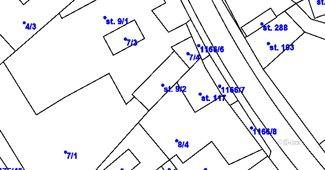 Parcela st. 9/2 v KÚ Chromeč, Katastrální mapa