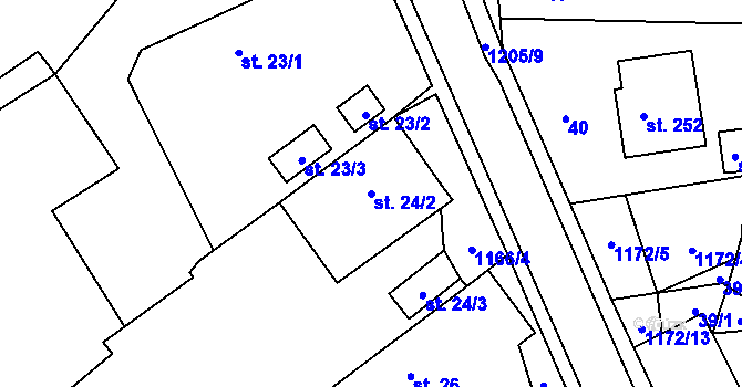 Parcela st. 24/2 v KÚ Chromeč, Katastrální mapa