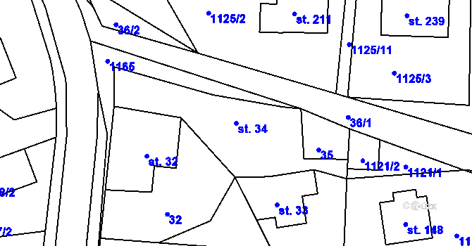 Parcela st. 34 v KÚ Chromeč, Katastrální mapa
