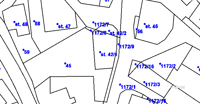 Parcela st. 42/1 v KÚ Chromeč, Katastrální mapa