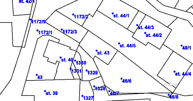 Parcela st. 43 v KÚ Chromeč, Katastrální mapa