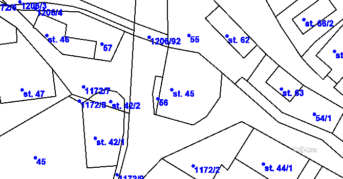 Parcela st. 45 v KÚ Chromeč, Katastrální mapa
