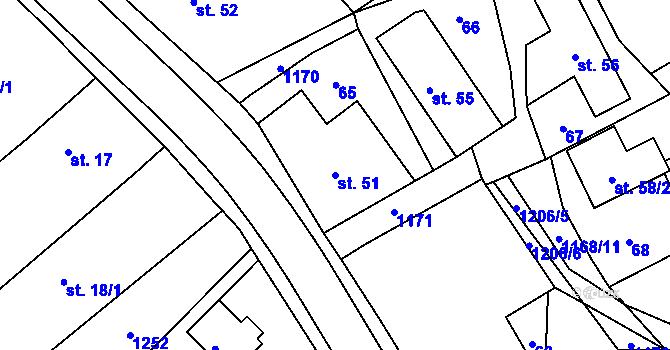 Parcela st. 51 v KÚ Chromeč, Katastrální mapa