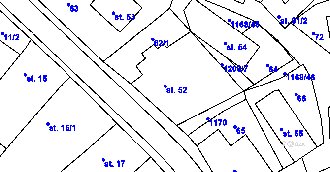 Parcela st. 52 v KÚ Chromeč, Katastrální mapa