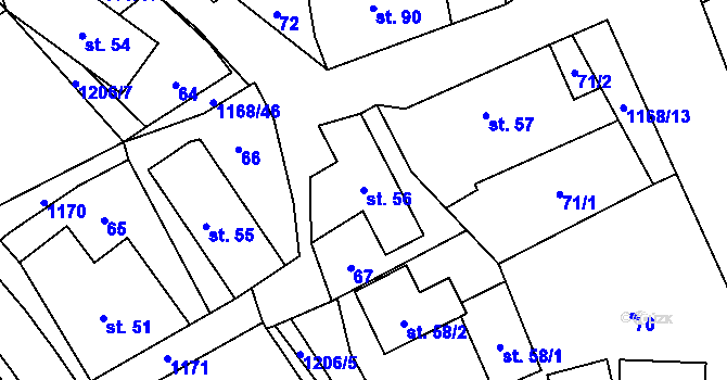 Parcela st. 56 v KÚ Chromeč, Katastrální mapa