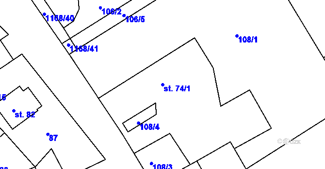 Parcela st. 74/1 v KÚ Chromeč, Katastrální mapa