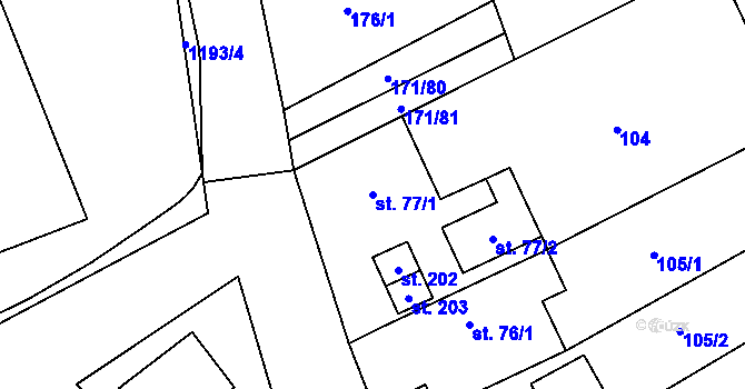 Parcela st. 77/1 v KÚ Chromeč, Katastrální mapa