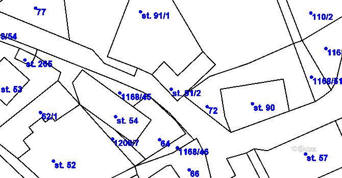 Parcela st. 91/2 v KÚ Chromeč, Katastrální mapa