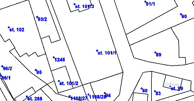 Parcela st. 101/1 v KÚ Chromeč, Katastrální mapa