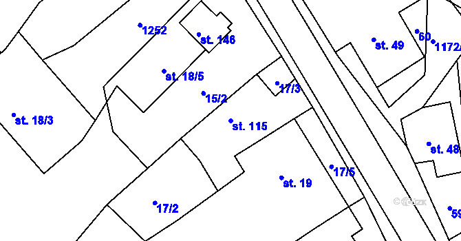 Parcela st. 115 v KÚ Chromeč, Katastrální mapa
