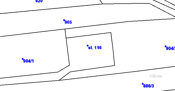 Parcela st. 116 v KÚ Chromeč, Katastrální mapa
