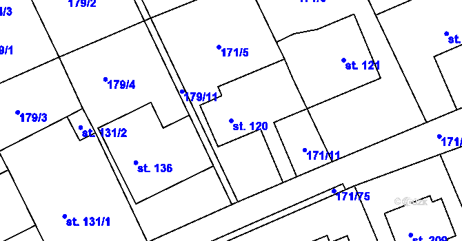 Parcela st. 120 v KÚ Chromeč, Katastrální mapa