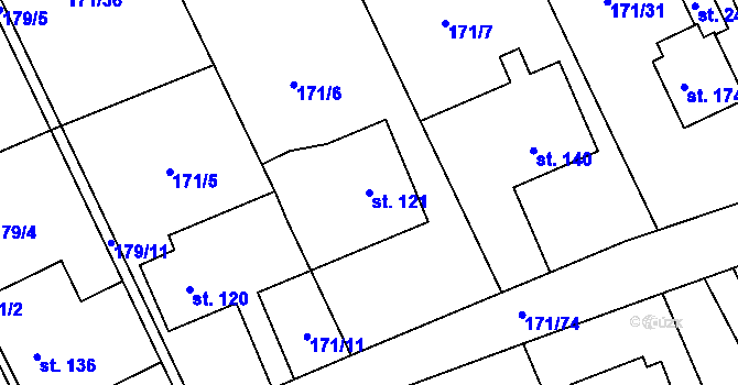 Parcela st. 121 v KÚ Chromeč, Katastrální mapa