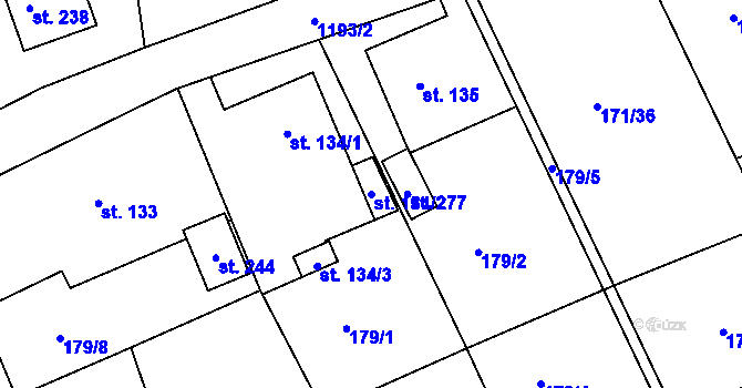 Parcela st. 134/2 v KÚ Chromeč, Katastrální mapa