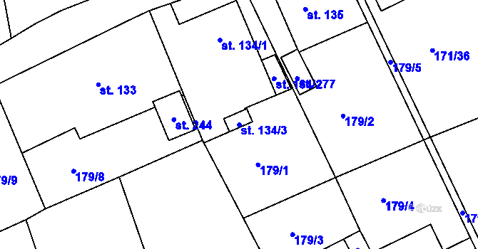 Parcela st. 134/3 v KÚ Chromeč, Katastrální mapa