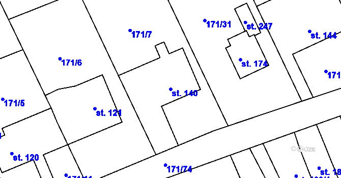 Parcela st. 140 v KÚ Chromeč, Katastrální mapa