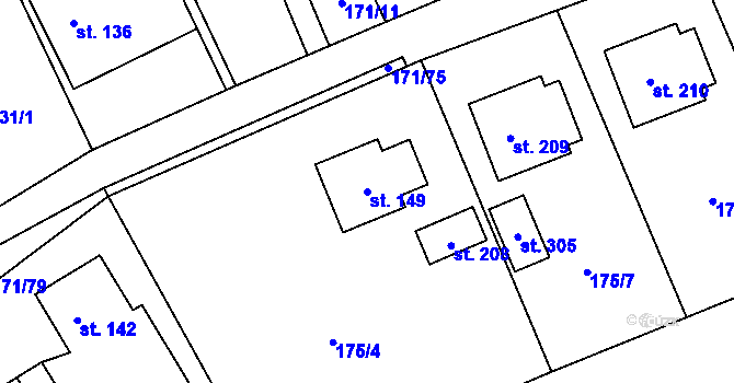 Parcela st. 149 v KÚ Chromeč, Katastrální mapa