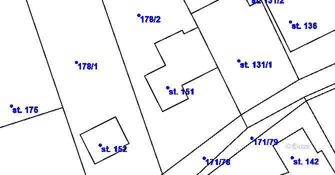 Parcela st. 151 v KÚ Chromeč, Katastrální mapa