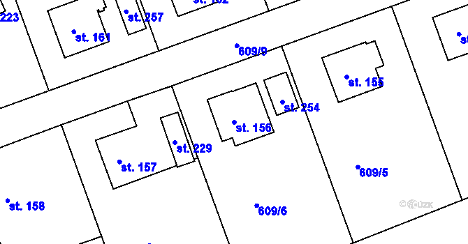 Parcela st. 156 v KÚ Chromeč, Katastrální mapa