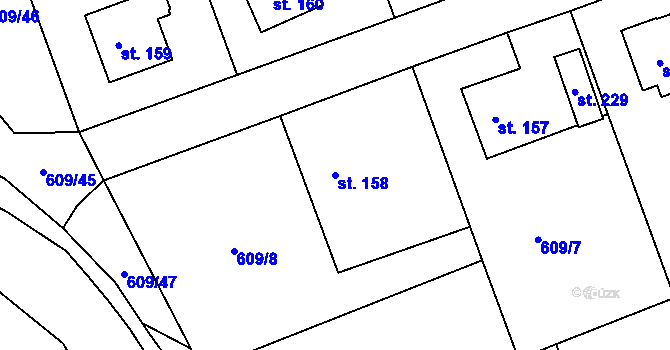 Parcela st. 158 v KÚ Chromeč, Katastrální mapa