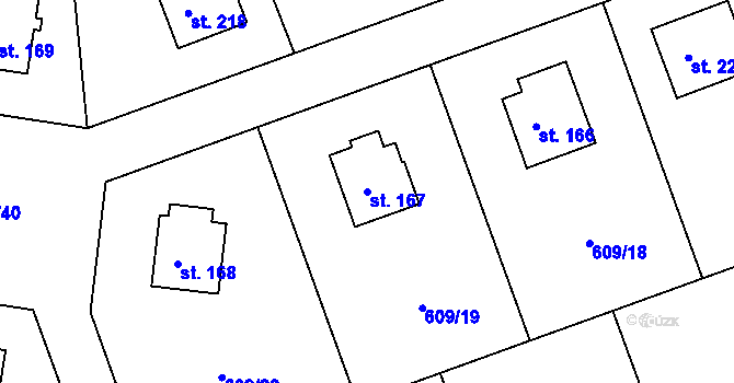 Parcela st. 167 v KÚ Chromeč, Katastrální mapa