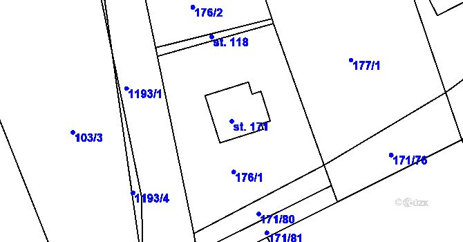 Parcela st. 171 v KÚ Chromeč, Katastrální mapa