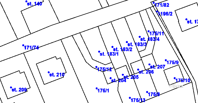 Parcela st. 183/1 v KÚ Chromeč, Katastrální mapa