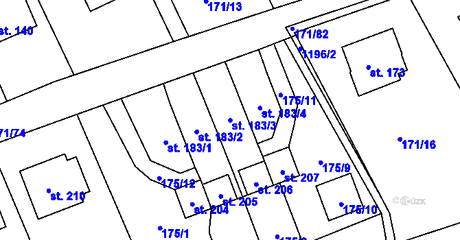 Parcela st. 183/3 v KÚ Chromeč, Katastrální mapa