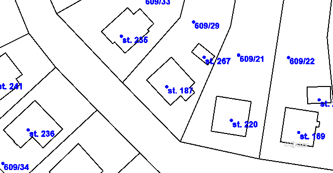 Parcela st. 187 v KÚ Chromeč, Katastrální mapa