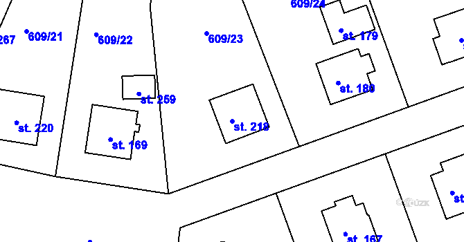 Parcela st. 218 v KÚ Chromeč, Katastrální mapa