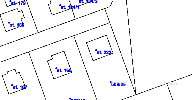 Parcela st. 222 v KÚ Chromeč, Katastrální mapa