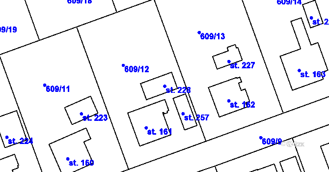 Parcela st. 228 v KÚ Chromeč, Katastrální mapa