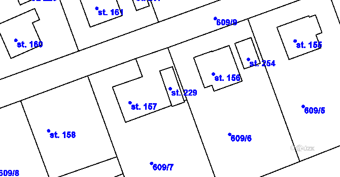 Parcela st. 229 v KÚ Chromeč, Katastrální mapa