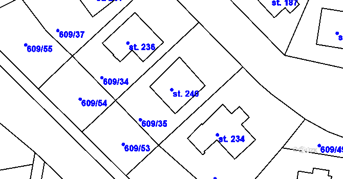 Parcela st. 240 v KÚ Chromeč, Katastrální mapa