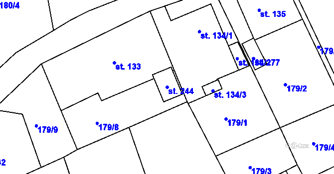 Parcela st. 244 v KÚ Chromeč, Katastrální mapa