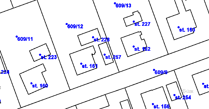 Parcela st. 257 v KÚ Chromeč, Katastrální mapa
