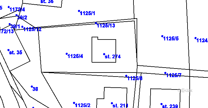 Parcela st. 274 v KÚ Chromeč, Katastrální mapa