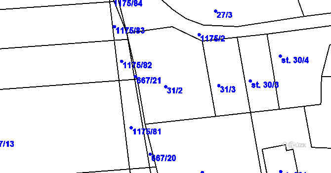 Parcela st. 31/2 v KÚ Chromeč, Katastrální mapa