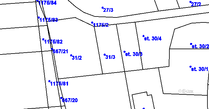 Parcela st. 31/3 v KÚ Chromeč, Katastrální mapa