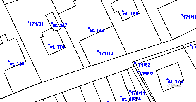 Parcela st. 171/13 v KÚ Chromeč, Katastrální mapa
