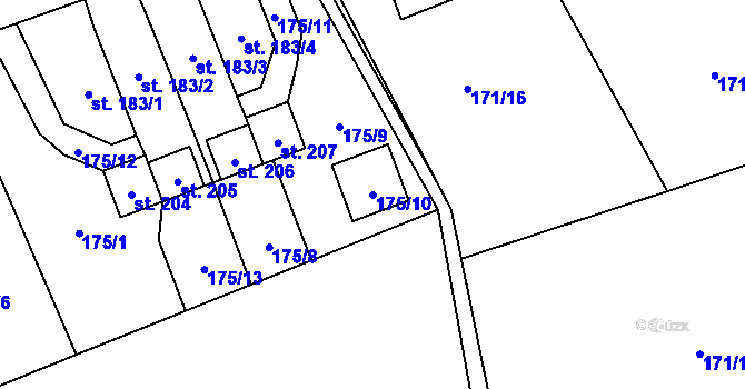 Parcela st. 175/10 v KÚ Chromeč, Katastrální mapa