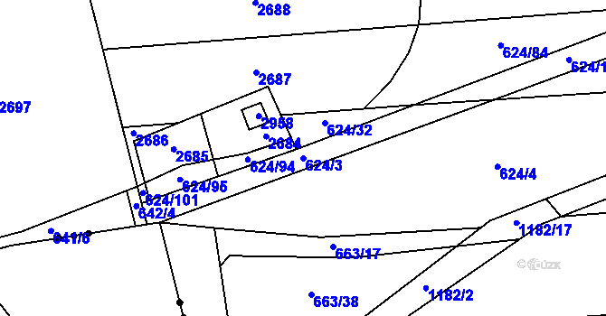 Parcela st. 624/3 v KÚ Chromeč, Katastrální mapa