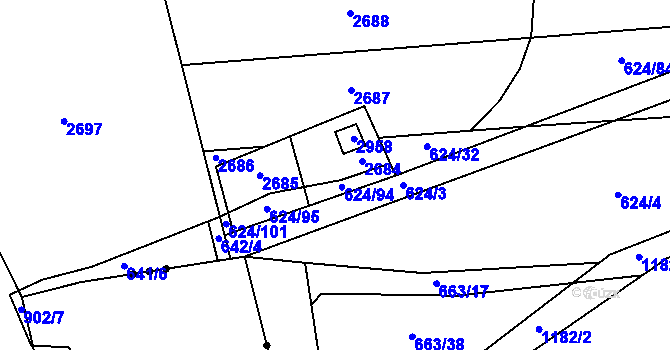 Parcela st. 624/5 v KÚ Chromeč, Katastrální mapa