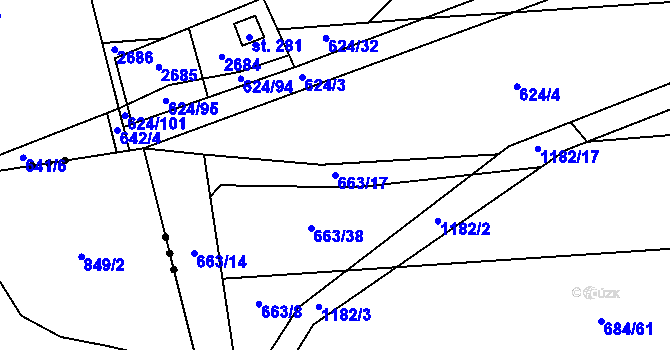 Parcela st. 663/17 v KÚ Chromeč, Katastrální mapa