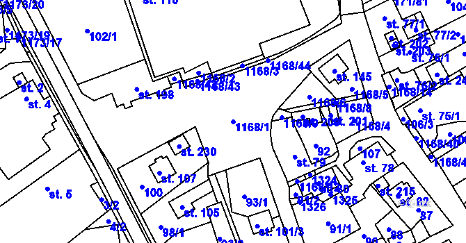 Parcela st. 1168/1 v KÚ Chromeč, Katastrální mapa