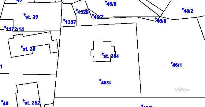 Parcela st. 284 v KÚ Chromeč, Katastrální mapa